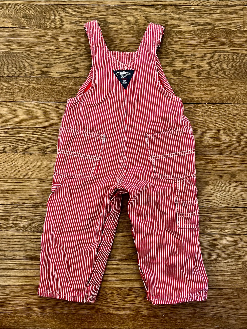 Vintage Oshkosh Red Stripe Long Overalls Boys 18M - Picture 3 of 5